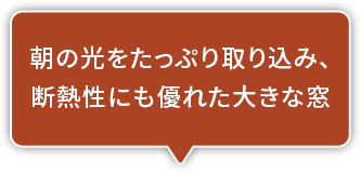朝の光をたっぷり取り込み、断熱性にも優れた大きな窓